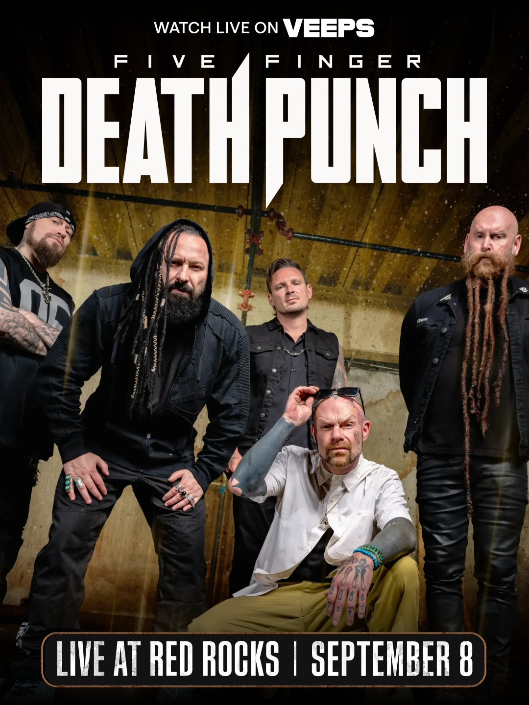 Five Finger Death Punch announce VEEPS Livestream from Red Rocks on Se