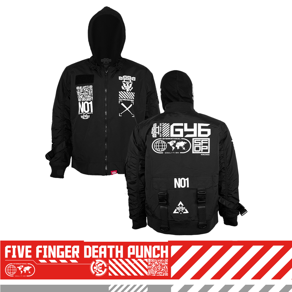 GY6 Tech Bomber Jacket - Black – Five Finger Death Punch GY6 Tech Bomber Jacket - Black – Five Finger Death Punch
