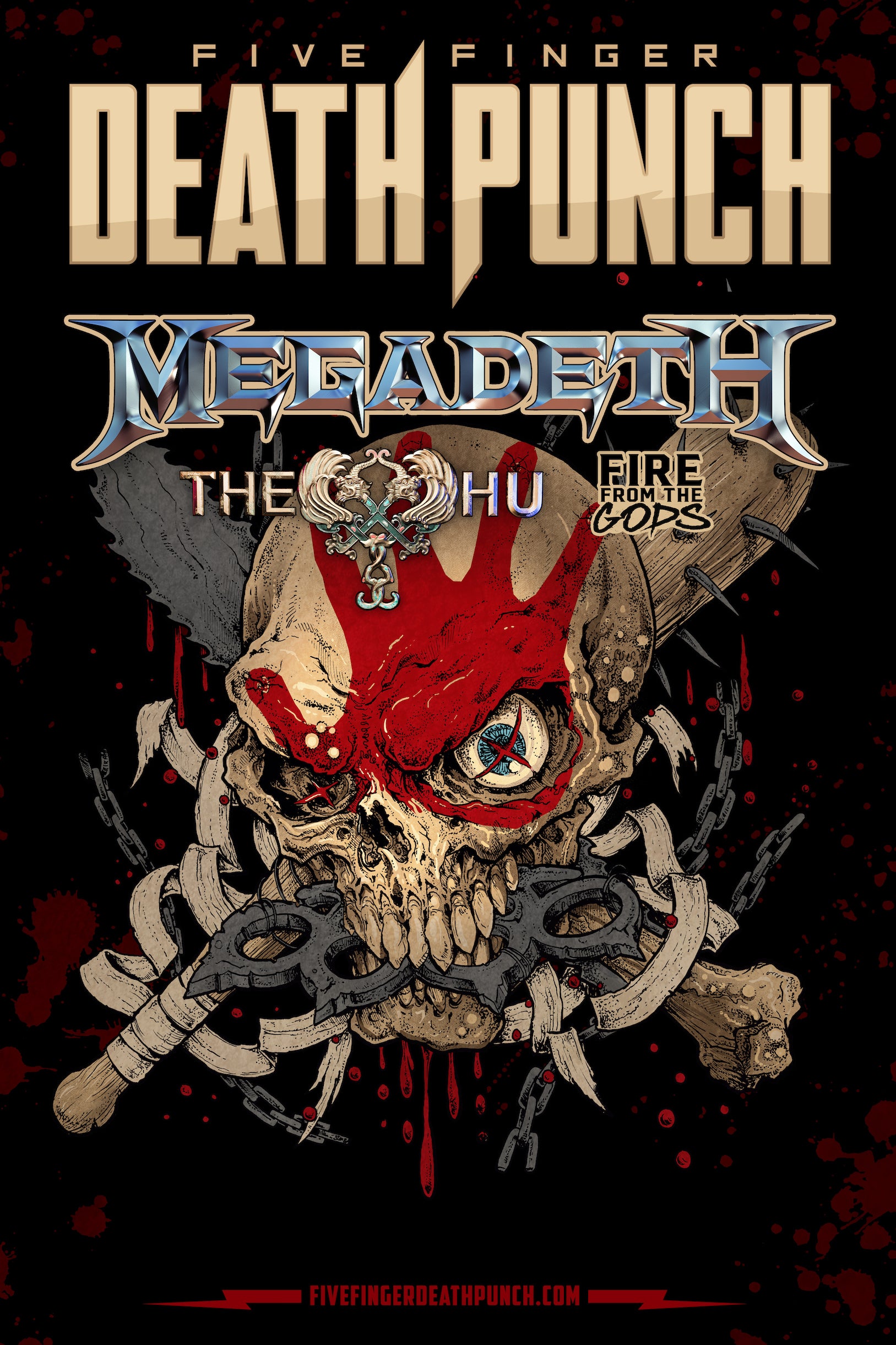 Lot De 5 Badges Métal Five Finger Death Punch (5FDP) - Designs Crâne Et Logo - Épingle De Sûreté - Produit Officiel