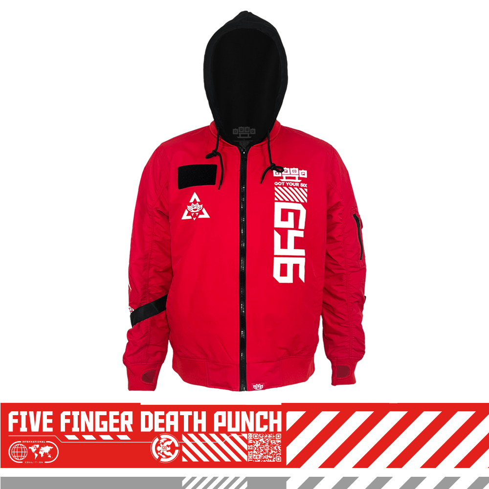 GY6 Tech Bomber Jacket - Red – Five Finger Death Punch GY6 Tech Bomber Jacket - Red – Five Finger Death Punch