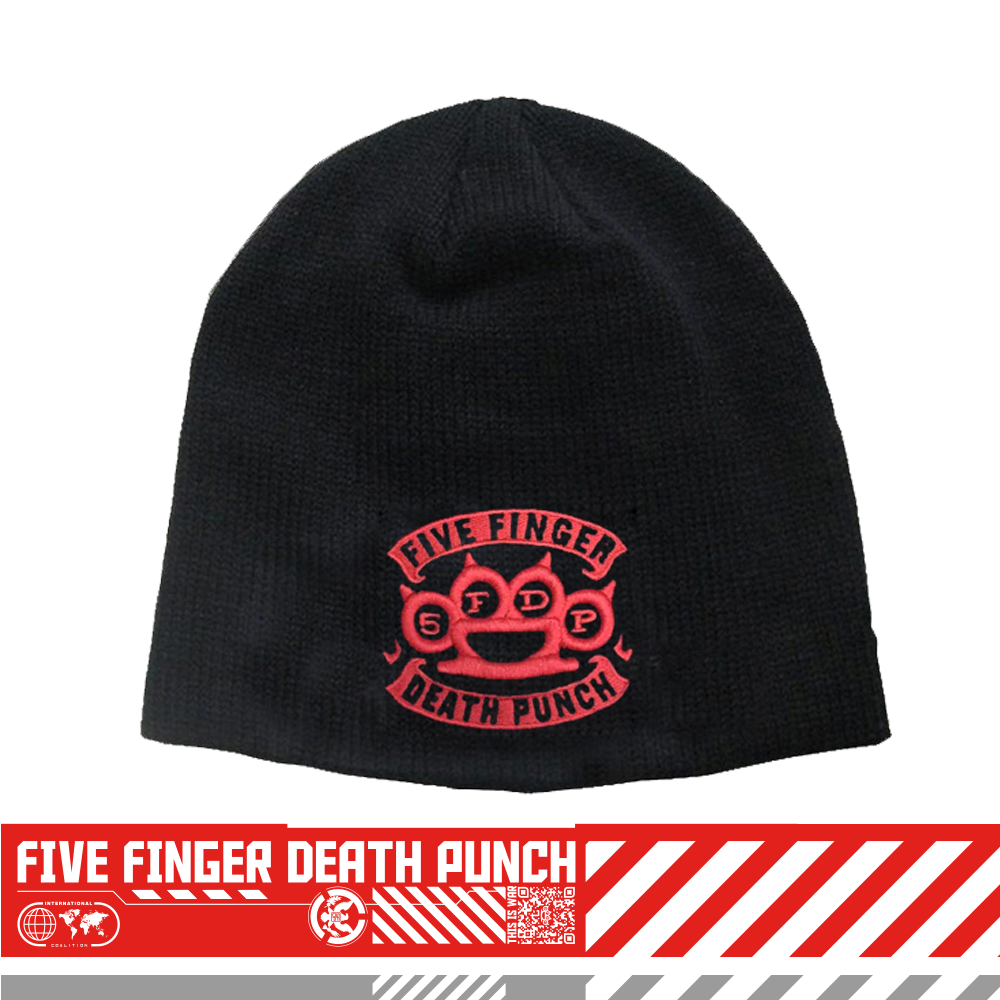 Banner Knuckle Embroidered Logo Beanie Red