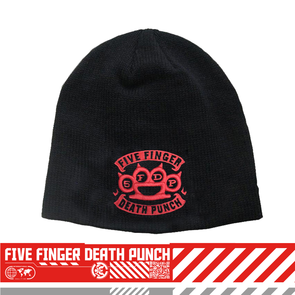 Cappello Berretto Invernale Five Finger Death Punch, Nero, Con Logo Ricamato, Unisex Adulto, Licenza Ufficiale - Foto 4